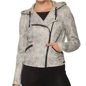 Blanc Noir Hooded Moto Jacket